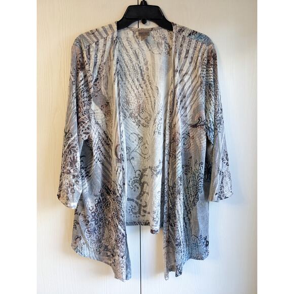 Easywear by Chico's Women's Brown Tan Open Front Long Sleeve Cardigan Size 2 - Picture 1 of 4